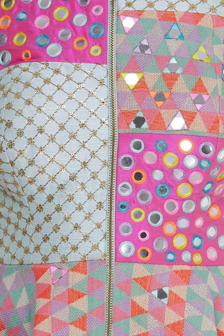 Avnni Kapur Blue Banarasi Embroidery Mirror Band Collar Peplum Top With Pants at Aza Fashions Avnni Kapur_Blue Banarasi Embroidery Mirror Band Collar Peplum Top With Pants_at_Aza_Fashions