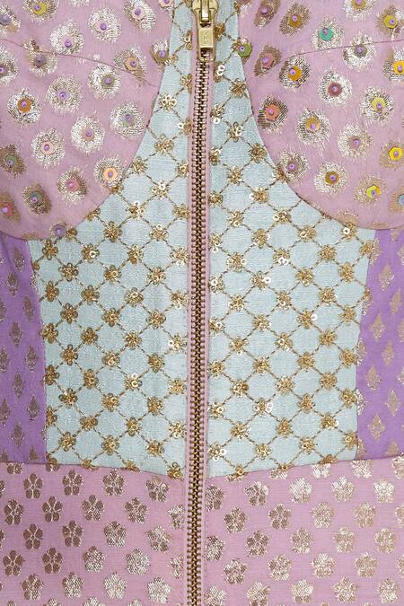 Avnni Kapur Purple Banarasi Embroidery Sequin Embellished Jumpsuit With Gathered Skirt at Aza Fashions Avnni Kapur_Purple Banarasi Embroidery Sequin Embellished Jumpsuit With Gathered Skirt_at_Aza_Fashions