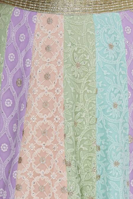 Avnni Kapur Multi Color Georgette Embroidery Mirror Round Blouse With Panelled Lehenga Set at Aza Fashions Avnni Kapur_Multi Color Georgette Embroidery Mirror Round Blouse With Panelled Lehenga Set_at_Aza_Fashions