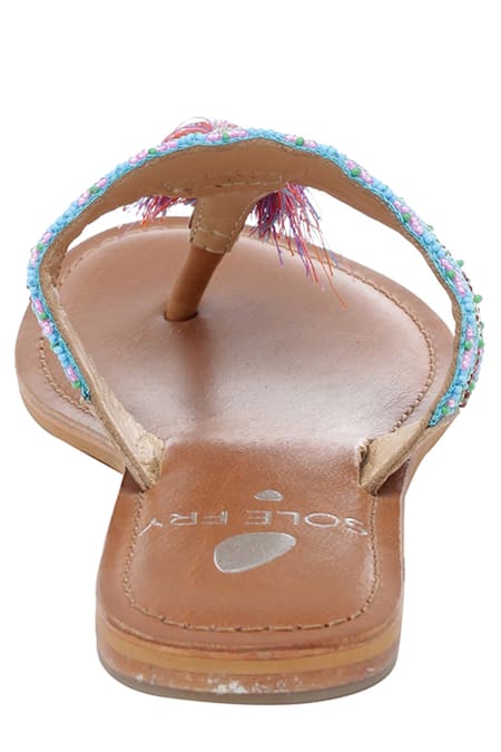 Buy_Sole Fry_Multi Color Aztec Embroidered Tassel Slip On Sandals_Online_at_Aza_Fashions