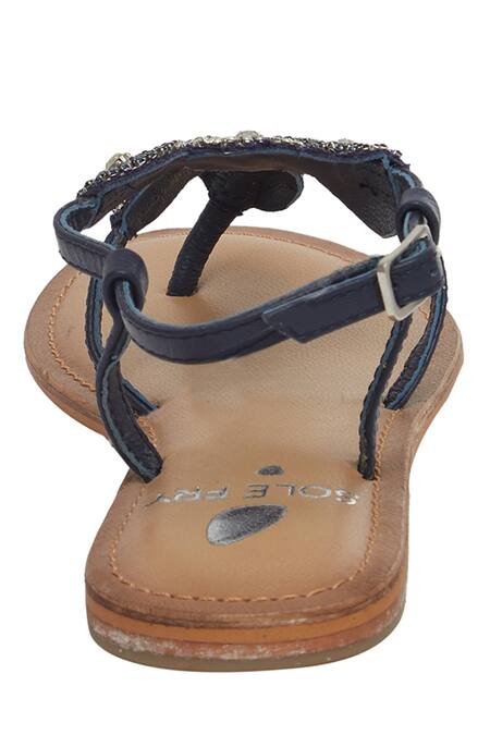 Buy_Sole Fry_Blue Beads, Diamonds Beaded And Stone Back Strap Sandals_Online_at_Aza_Fashions
