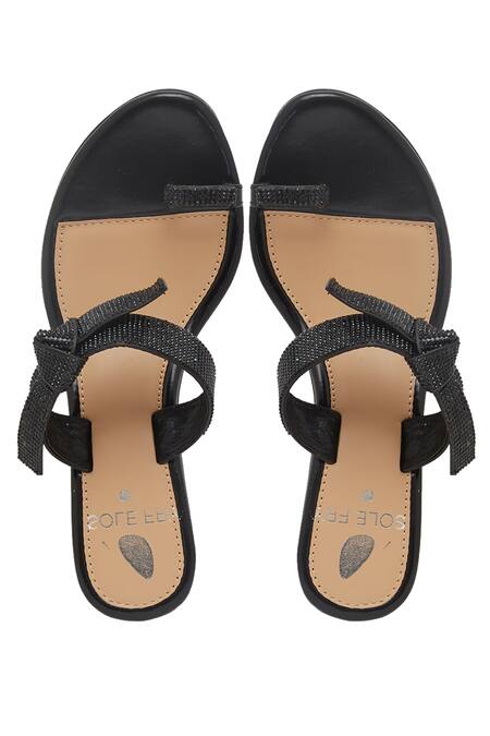 Sole Fry Black Embellished Wedge Heels 2