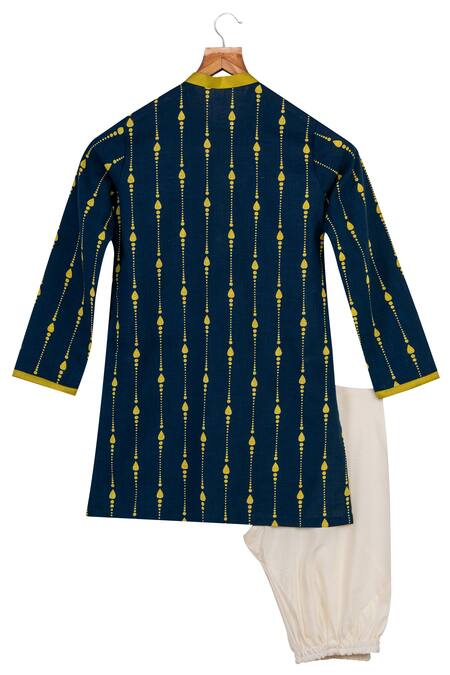 Shop Minikin Yellow , Satin Gota Patti Embroidered Jacket And Kurta Set at Aza Fashions Shop_Minikin_Yellow , Satin Gota Patti Embroidered Jacket And Kurta Set _at_Aza_Fashions