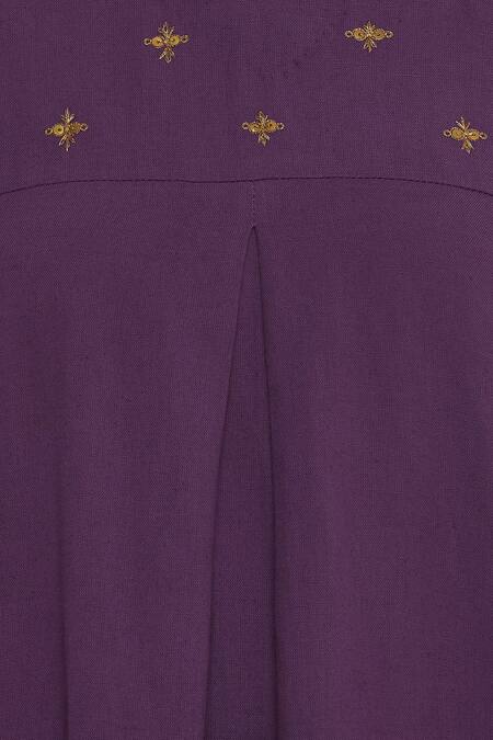 Sagaa By Vanita Purple Cotton Linen Sequin Embroidered Draped Dress at Aza Fashions Sagaa By Vanita_Purple Cotton Linen Sequin Embroidered Draped Dress_at_Aza_Fashions