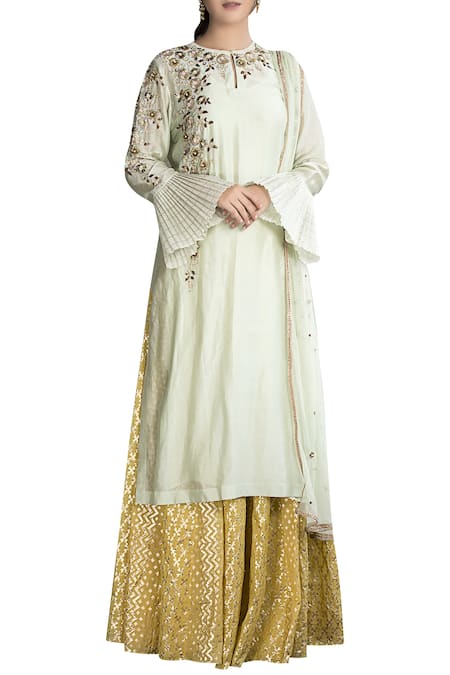 Joy Mitra Thread Embroidered Kurta Lehenga Set 