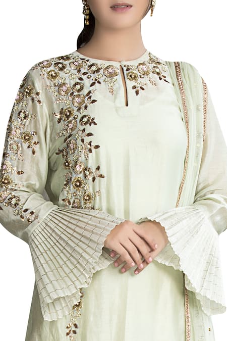 Joy Mitra Thread Embroidered Kurta Lehenga Set 