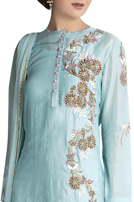 Joy Mitra Embroidered lehenga set with long kurta 