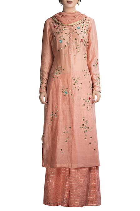 Joy Mitra Embroidered kurta sharara set 
