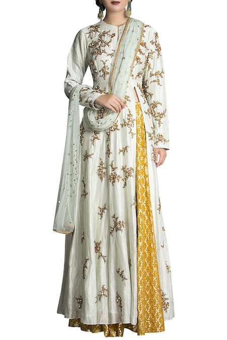 Joy Mitra Front side slit Embroidered anarkali lehenga set 