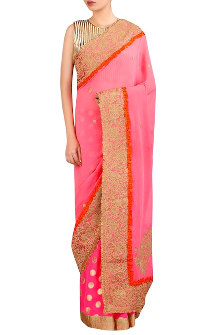 Latha Puttanna Woven saree with applique embroidery and blouse 