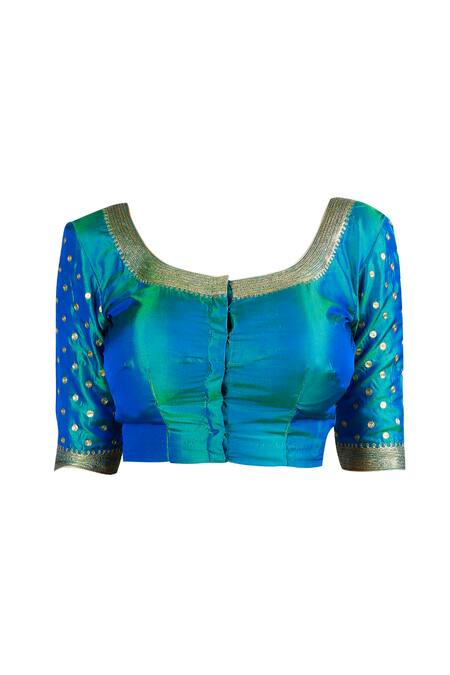 Buy Latha Puttanna Blue , Raw Round Neck Threadwork Embroidered Saree With Blouse Online at Aza Fashions Buy_Latha Puttanna_Blue , Raw Round Neck Threadwork Embroidered Saree With Blouse_Online_at_Aza_Fashions