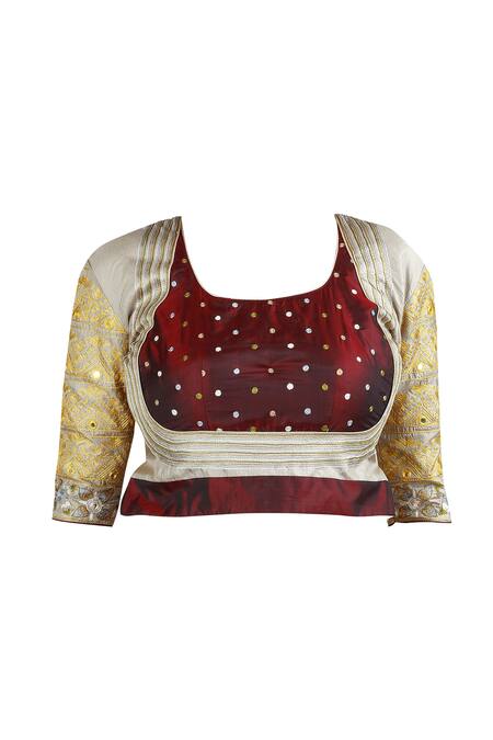 Buy_Latha Puttanna_Yellow Georgette Sequin, Thread Round Neck And Embroidered Saree With Blouse_Online_at_Aza_Fashions