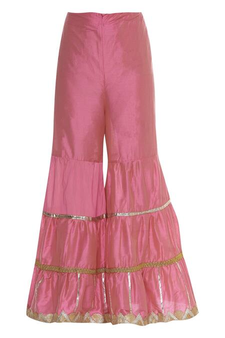 Shop_Kunwarani Ritu_Pink Embroidered Sharara Set With Printed Dupatta  _Online_at_Aza_Fashions