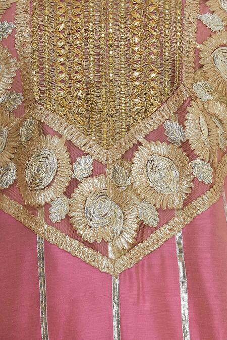 Kunwarani Ritu_Pink Embroidered Sharara Set With Printed Dupatta  _at_Aza_Fashions