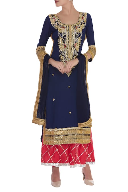 Kunwarani Ritu Dunka embroidered kurta with palazzo and dupatta 