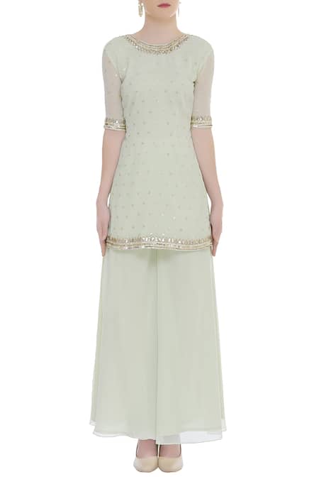 Buy_Ranian_Green Embellished Kurta Palazzo Set _Online_at_Aza_Fashions