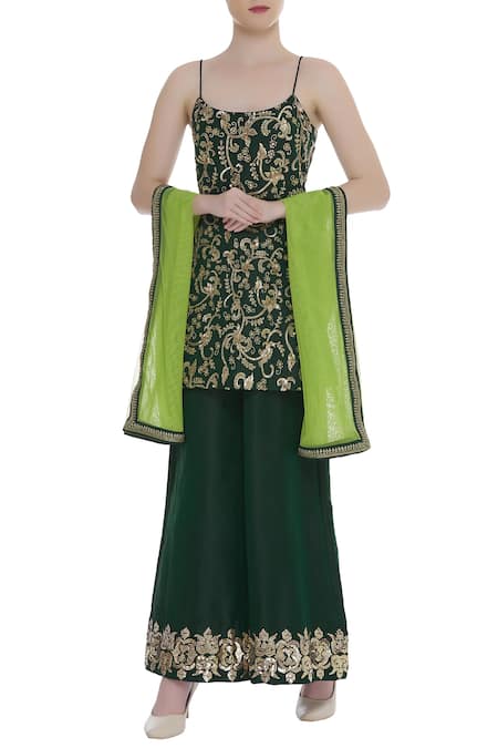 Ranian Hand embroidered kurta with palazzos & dupatta 