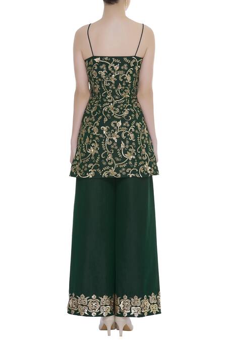 Shop_Ranian_Black Hand Embroidered Kurta With Palazzos And Dupatta _at_Aza_Fashions