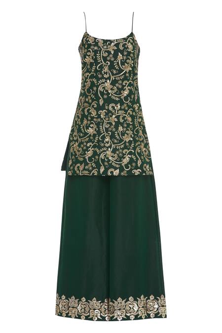 Buy_Ranian_Black Hand Embroidered Kurta With Palazzos And Dupatta _Online_at_Aza_Fashions