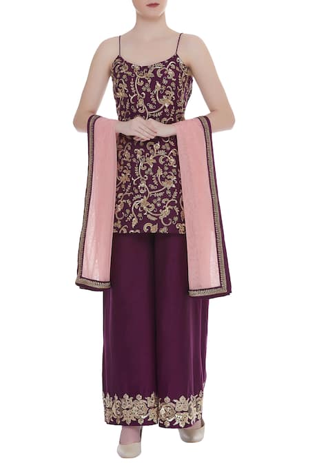 Ranian Hand embroidered kurta with palazzos & dupatta 