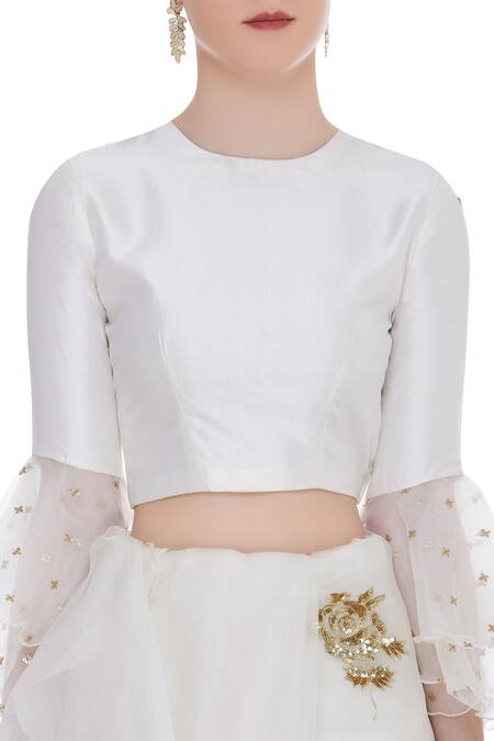 Buy Ranian Ivory Silk Organza Embroidered Round Neckline Hand Saree With Blouse Online at Aza Fashions Buy_Ranian_Ivory Silk Organza Embroidered Round Neckline Hand Saree With Blouse_Online_at_Aza_Fashions