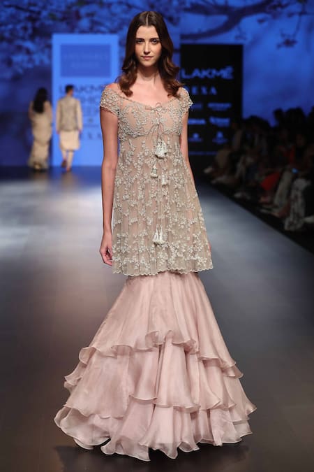 Anushree Reddy Pink Embroidered Kurta Sharara Set