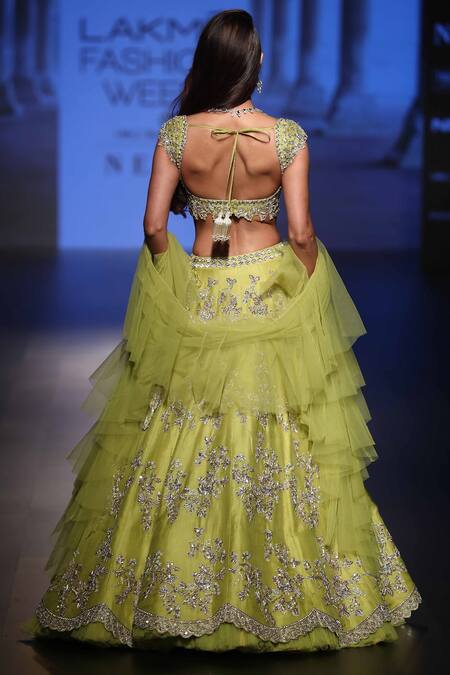Shop_Anushree Reddy_Green Embroidered Lehenga Set_at_Aza_Fashions