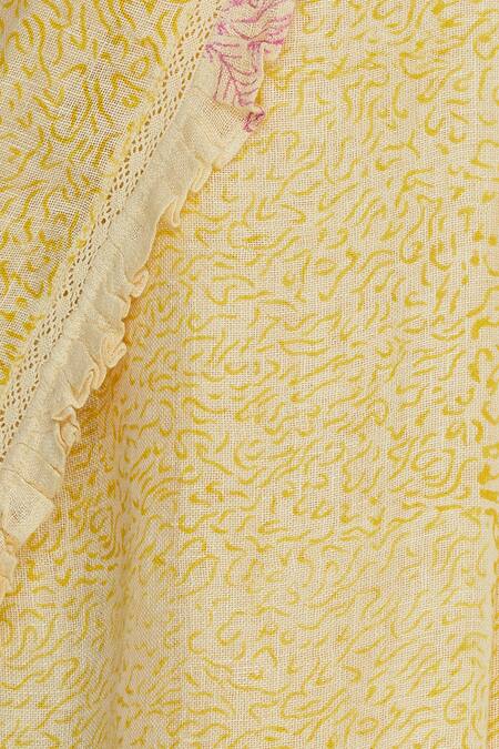 Shop_Shagun Manchanda_Yellow Natural Linen Hand Block Handwoven Saree With Motifs _Online_at_Aza_Fashions