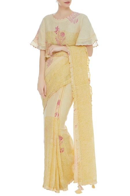 Shagun Manchanda Yellow Handwoven Linen Blouse