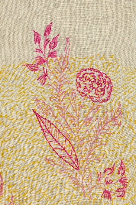 Buy_Shagun Manchanda_Yellow Handwoven Linen Blouse _Online_at_Aza_Fashions