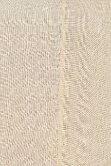 Shagun Manchanda_Cream Linen Printed Block Round Embroidered Kurta  _at_Aza_Fashions