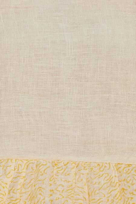 Shagun Manchanda_Cream Linen Printed Block Round Kurta  _at_Aza_Fashions