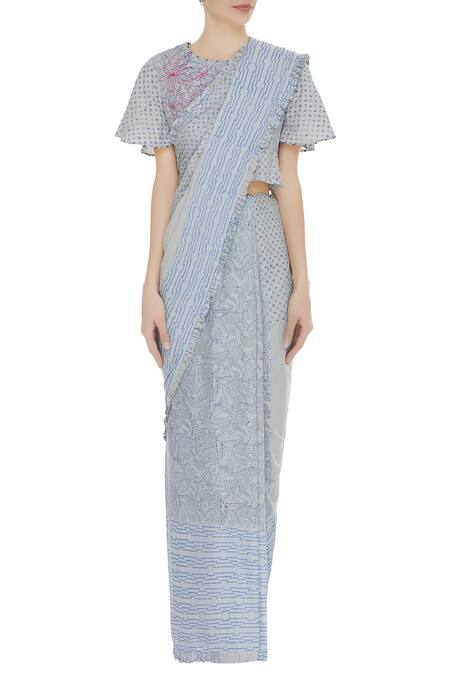 Shop Shagun Manchanda Grey Cotton Mul Handwoven Saree Online at Aza Fashions Shop_Shagun Manchanda_Grey Cotton Mul Handwoven Saree _Online_at_Aza_Fashions