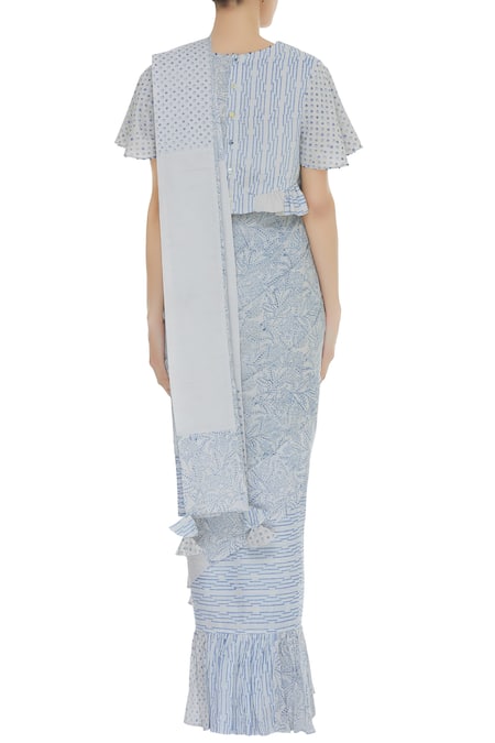 Shagun Manchanda Ruffle hemline threadwork saree 