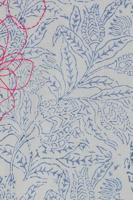 Buy_Shagun Manchanda_Grey Cotton Mul Embroidered Round Thread Work Blouse _Online_at_Aza_Fashions