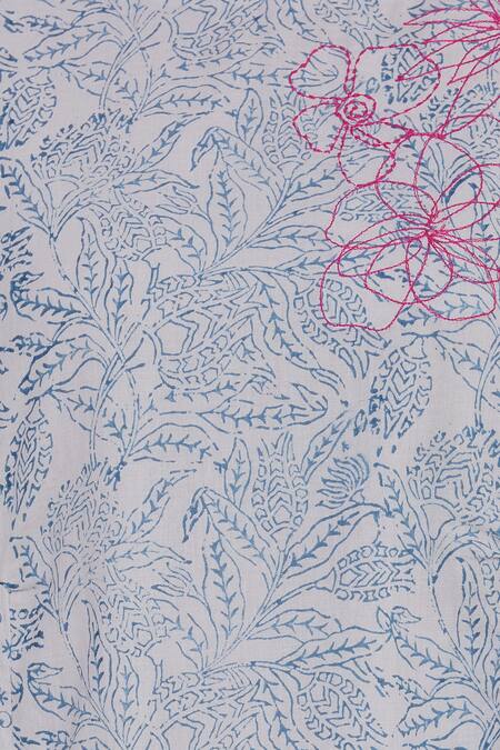 Shagun Manchanda_Grey Cotton Printed Block Round Aline Kurta  _at_Aza_Fashions