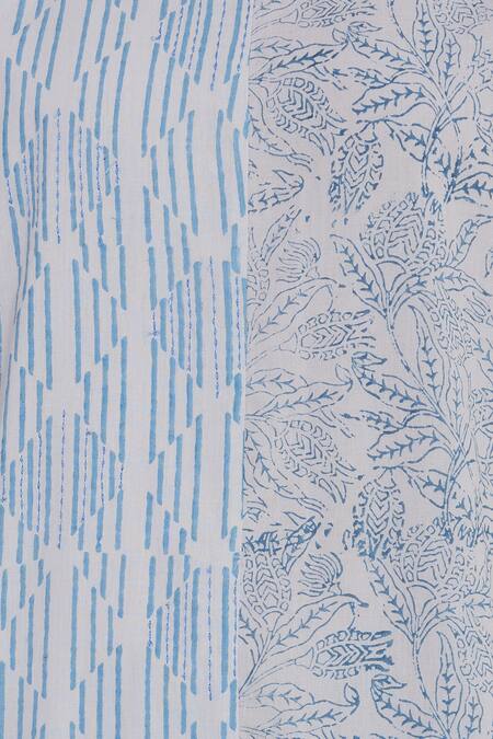 Shagun Manchanda_Grey Cotton Embroidered French Knot Block Printed Long Kurta  _at_Aza_Fashions