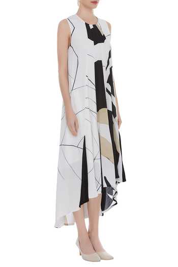 Vedika M_Black Printed Midi Dress_Online_at_Aza_Fashions