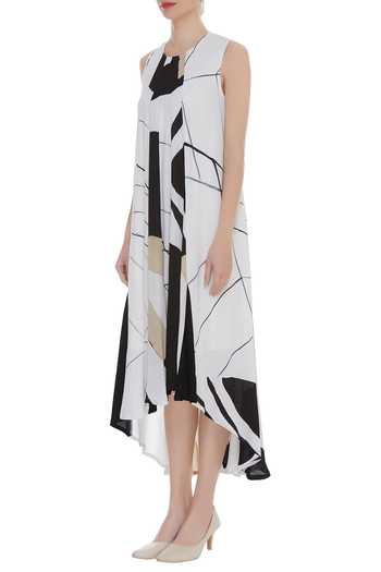 Buy_Vedika M_Black Printed Midi Dress_Online_at_Aza_Fashions