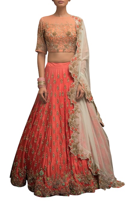 Garo Embroidered Blouse Bridal Lehenga Set 