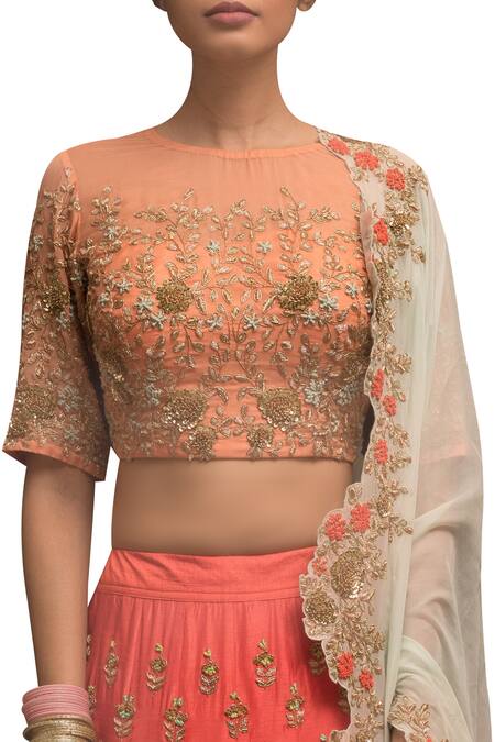 Garo Blue , Organza Round Embroidered Blouse Bridal Lehenga Set Online at Aza Fashions Garo_Blue , Organza Round Embroidered Blouse Bridal Lehenga Set_Online_at_Aza_Fashions