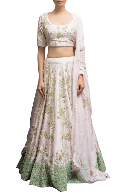 Garo Floral Embellished Bluse Bridal Lehenga Set 