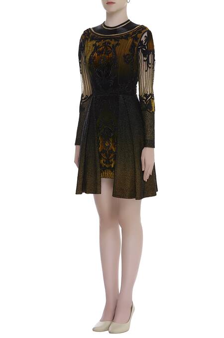 Buy Kartikeya India Black Tulle Round Hand Embroidered Dress Online at Aza Fashions Buy_Kartikeya India_Black Tulle Round Hand Embroidered Dress _Online_at_Aza_Fashions
