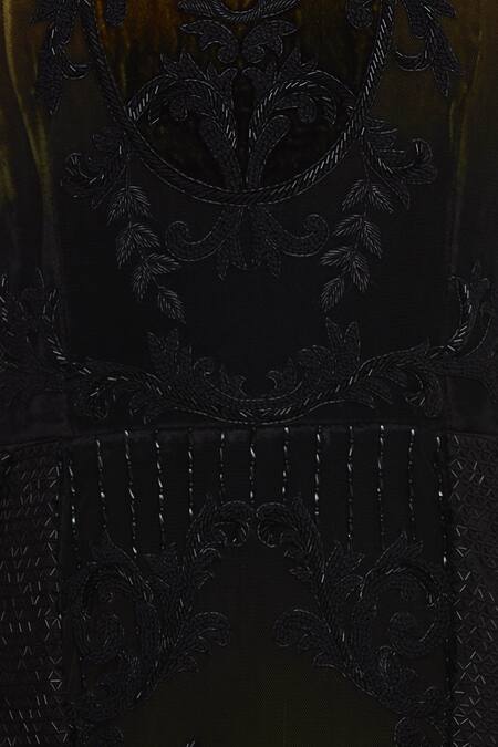 Kartikeya India Black Tulle Round Hand Embroidered Dress at Aza Fashions Kartikeya India_Black Tulle Round Hand Embroidered Dress _at_Aza_Fashions