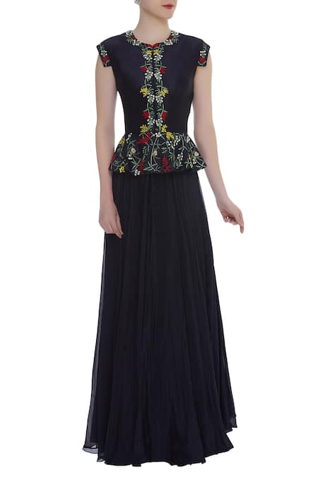 Desert Shine by Sulochana Jangir Peplum Style Floral Embroidered Maxi 