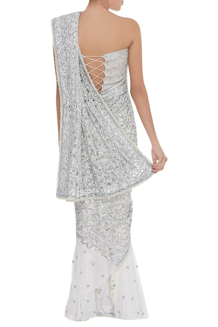 Rohini Bedi Hand embroidered pre draped saree with blouse 