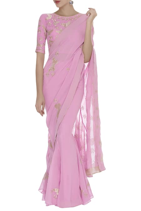 Rohini Bedi pre draped Applique work saree with blouse 