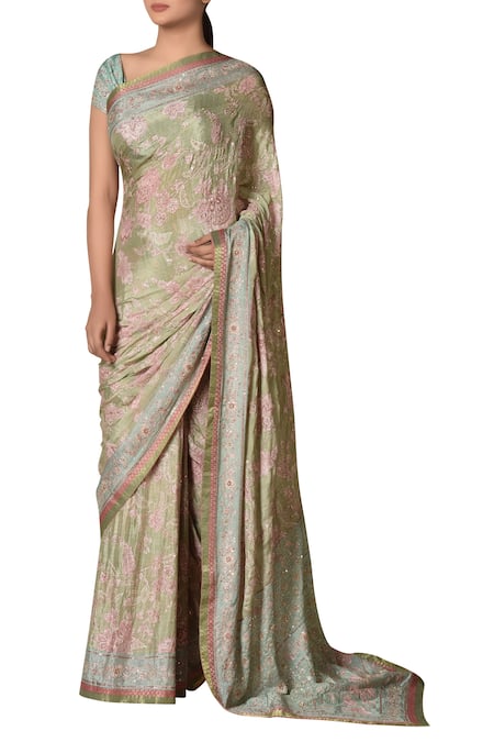 RI.Ritu Kumar Embroidered Saree With Unstitched Blouse 