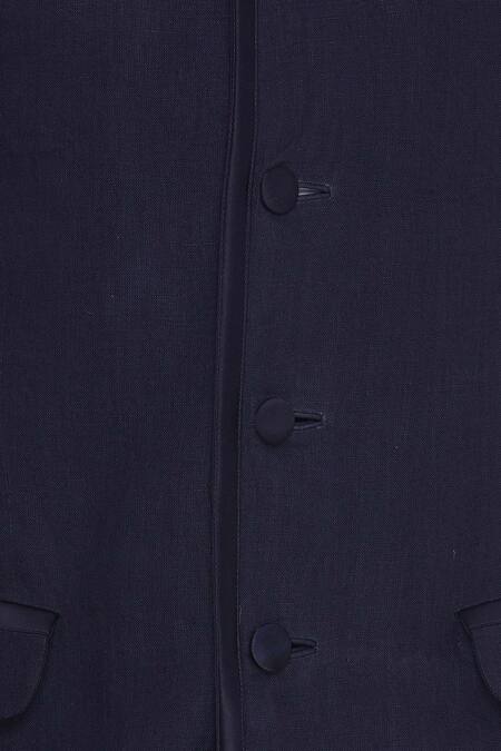 Shop_Kommal Sood_Black Blended Micro Wooven Cupro Blazer Jacket With Trouser Pants  _Online_at_Aza_Fashions