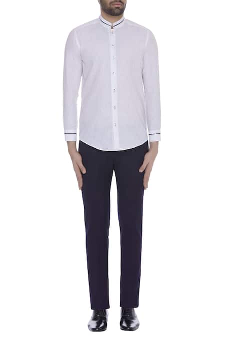 Shop_Kommal Sood_White Giza Cotton Embroidered Full Sleeves Shirt  _Online_at_Aza_Fashions